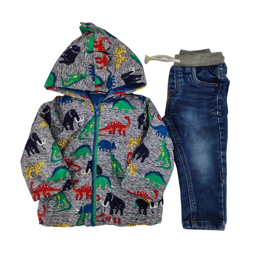 Mick Mack Dinosaur Puffer Jacket / Cat & Jack Jeans Boys 18M Bundle Fall